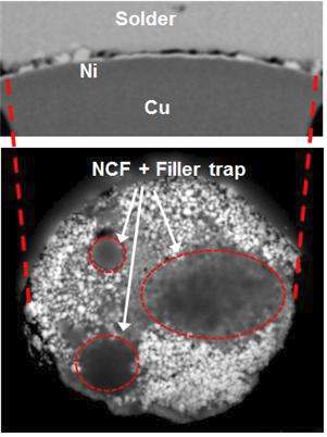 w/ NCF Trap Cu/Ni/Sn-Ag 시편의 top view 이미지