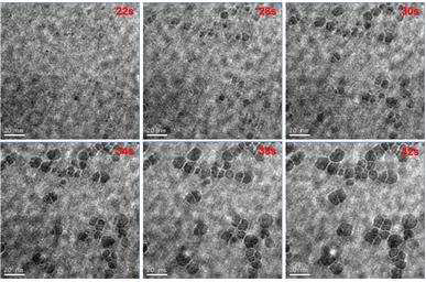 Particle nucleation and growth by electron beam