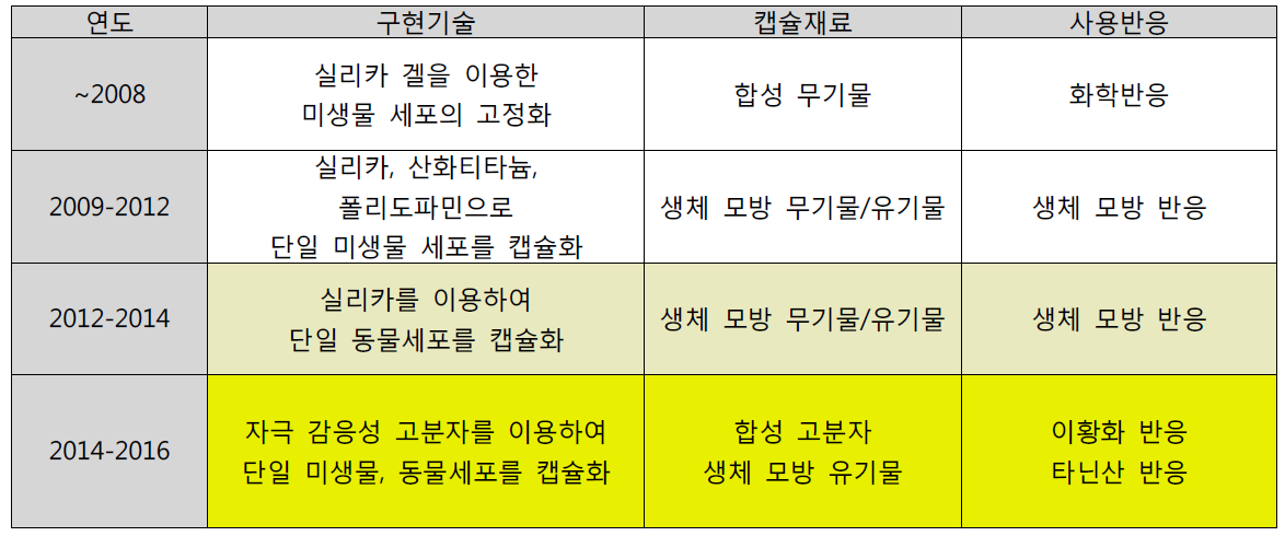 지난 몇 년간의 연구 동향과 본 과제의 연구 결과로 인한 발전을 요약한 도표