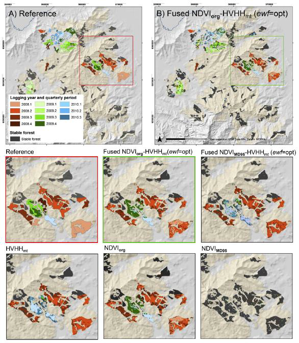 Landsat NDVI와 SAR 영상융합 결과 산출된 산림황폐화 지도