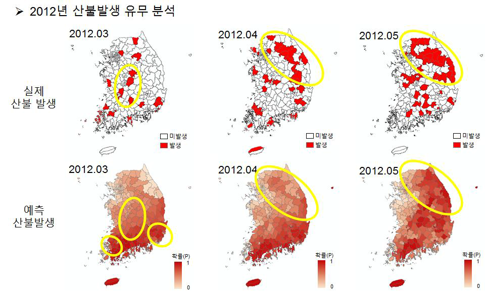 2012년 산불발생 유무분석