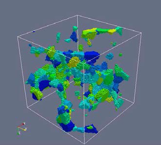 Intermediate step in the simulation, showing only the non-recrystallized grains