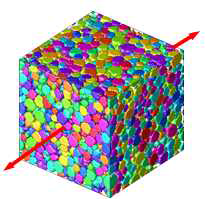 A microstructure from the coarsening simulation with particle volume fraction of ~0.6