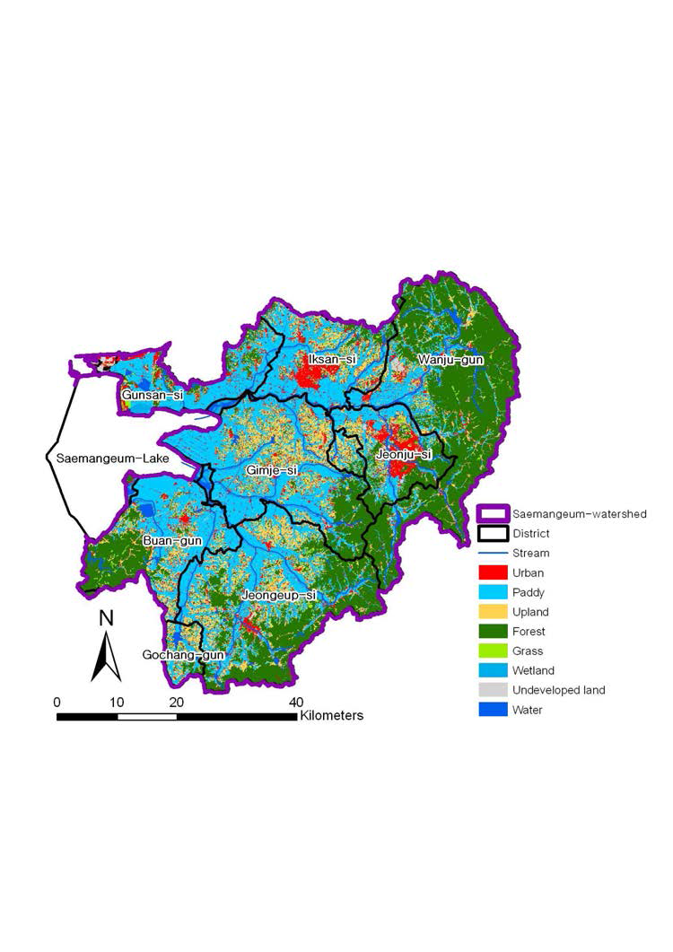 Land cover map in the Saemangeum watershed