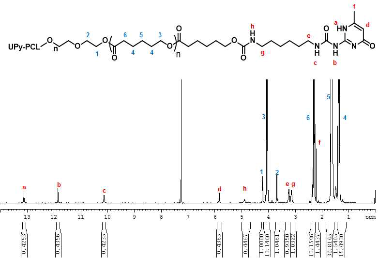 선형 UPCL4K의 1H NMR 스펙트럼