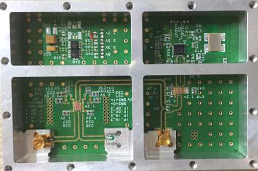 제작한 2채널 수신용 칩과 1채널 송신용 CMOS 칩을 이용하여 제작한 24 GHz FMCW RF 모듈