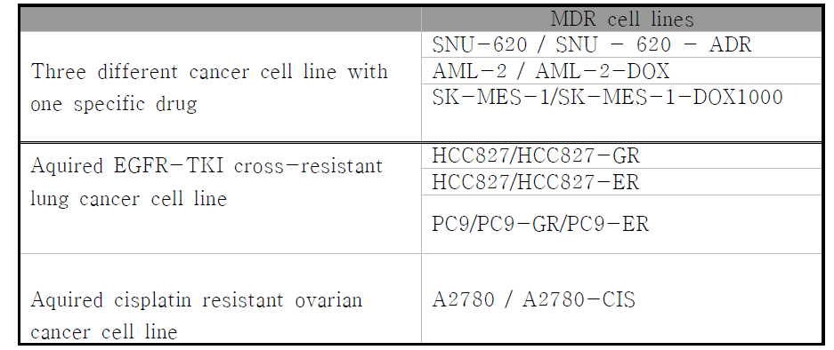 항암제 획득 내성 암세포 구축