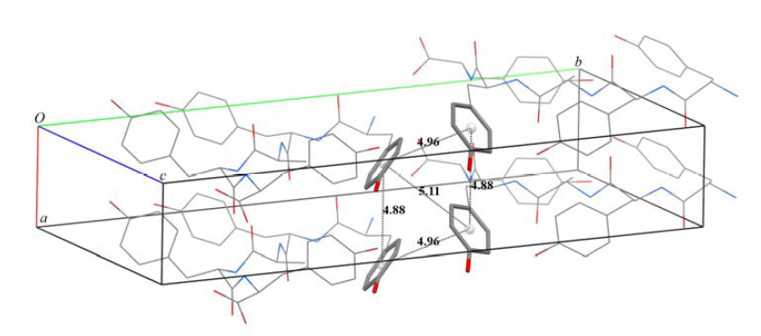 Aromatic interaction인 face-to-face interaction 와 face-to-edge interaction 이 동시에 존재하는 herring-bone pattern