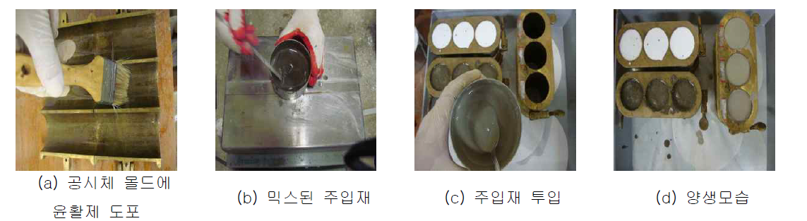 그라우트 주입재에 따른 호모겔 공시체 제작 과정