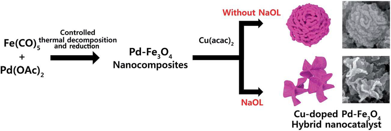 Cu가 도핑된 Pd-Fe3O4 나노구조체의 합성 과정
