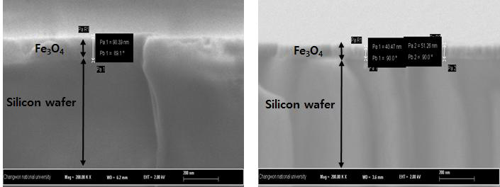 Fe3O4 thin film reacting the CF4 gas