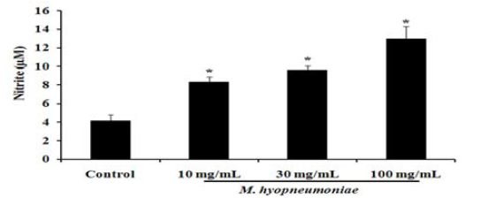 M. hyopneumoniae-induced NO production in murine Alveolar macrophage cell line (MH-S cells)