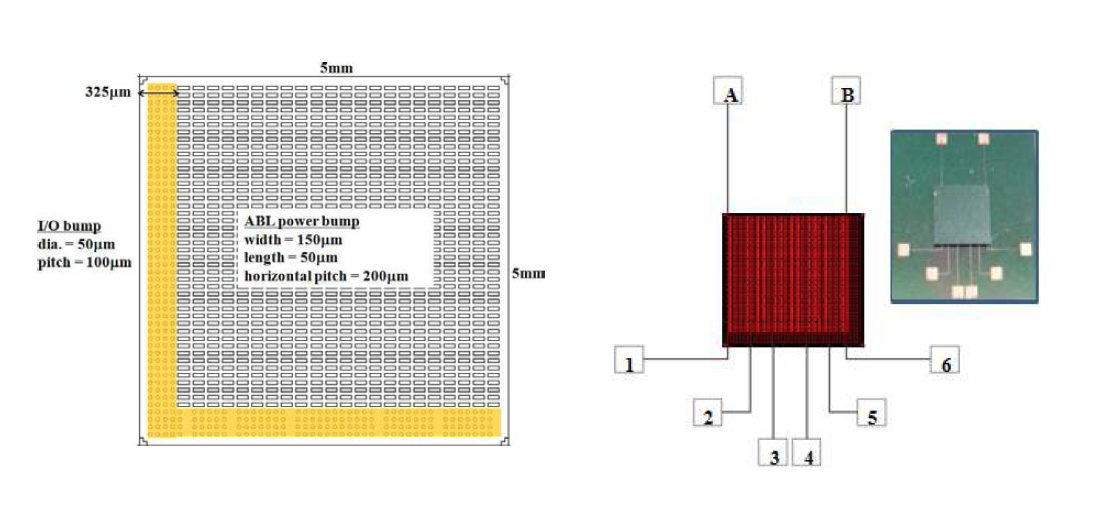 ABL을 이용한 다이 layout 및 플립 칩 본딩된 시편