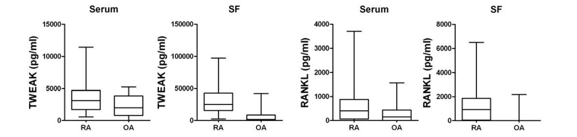 혈청과 활막에서 TWEAK과 RANKL 양 측정