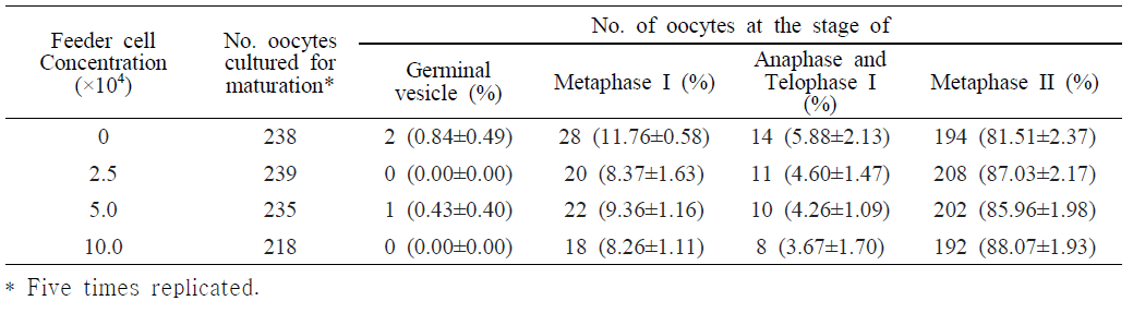 Effects of co-culture with cumulus-derived somatic cells on nuclear maturation during IVM.