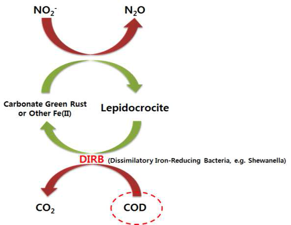 Carbonate Green Rust(GR) 산화를 통한 N2O 생성과 생물학적 ?-FeOOH 환원을 통한 GR 생성