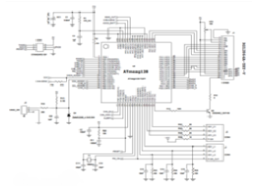 개발된 MCU (ATmega128) 및 USB HUB 회로 설계도