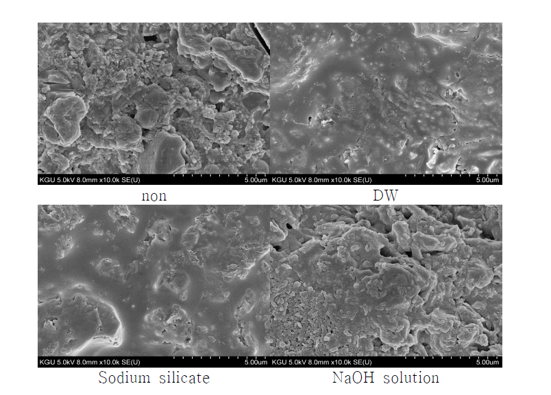 Microstructure of artificial aggregate/geopolymer composites according to the type of coating solution on the aggregates