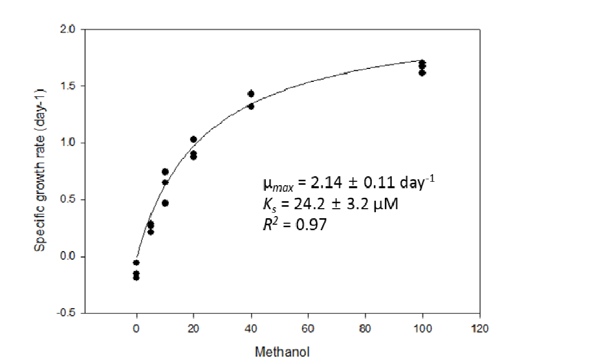 Methanol Concentration에 따른 IMCC19250의 생장 시험