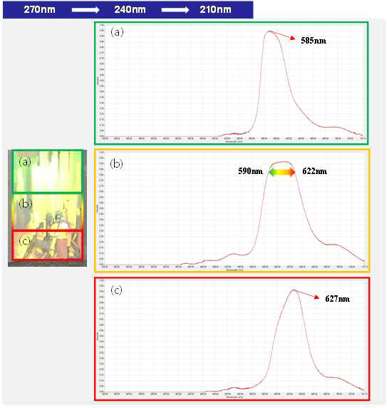 연속적인 구조색 변화를 갖는 영역에서의 광분석계 결과