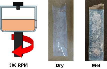 380 RPM의 회전속도로 PEGDA를 투여 후 경화시킨 결과