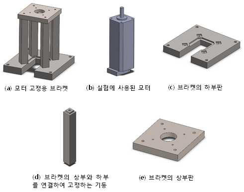 모터 변경에 따라 수정된 브라켓과 각 장비 3D 모형