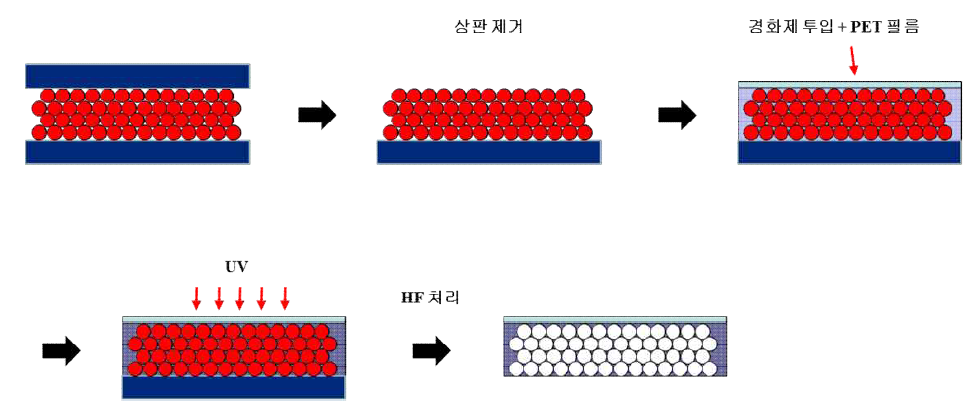 Opal 구조로부터 Inverted Opal을 제작하는 공정의 개략도