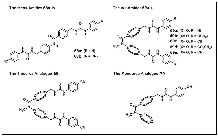 본 연구에서 합성한 아마이드 수용체의 분자 구조.