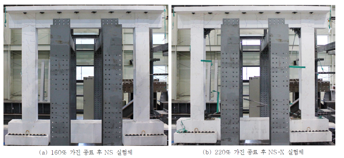 동적 실험 종료 후 실험체 사진