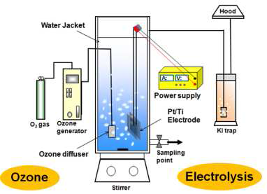 오존/전기분해 단독 및 복합공정평가를 위한 반응기 구성