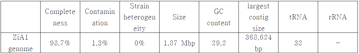 ZiA1의 지놈 특성