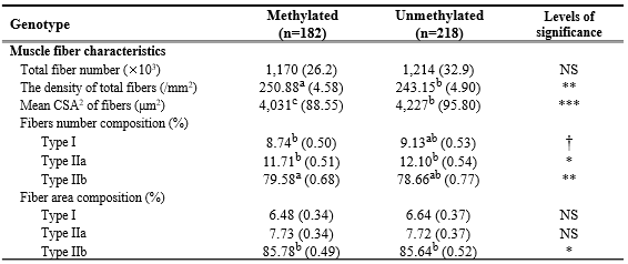 Methylation과 근세포특성과의 연관성분석