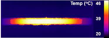 Temperature distribution of specimen with 400 nm silver layer and 188?m PET.