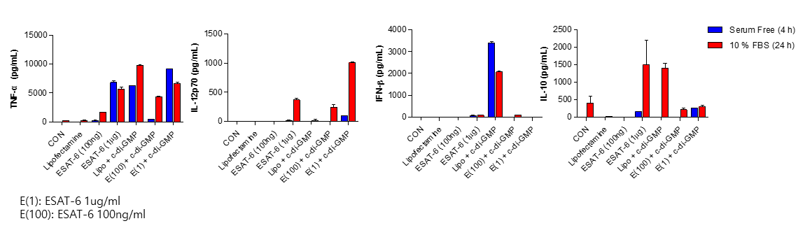 결핵의 주요항원인 ESAT6를 같이 투여하였을 경우 분비하는 cytokine