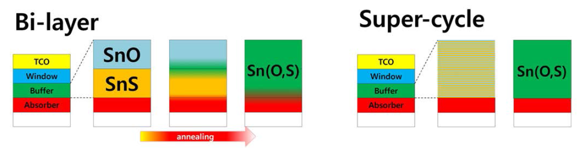주석 기반 태양전지의 버퍼층 Sn(O,S)에 대한 공정 개략도