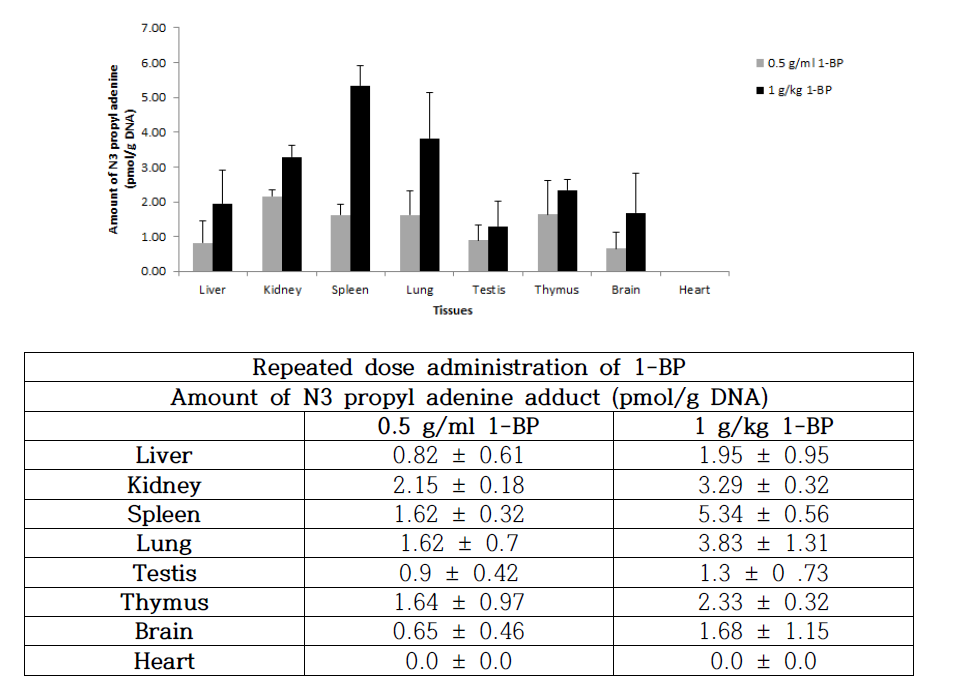 N3-Propyl adenine from repeated dose administration with 1-BP in vivo.