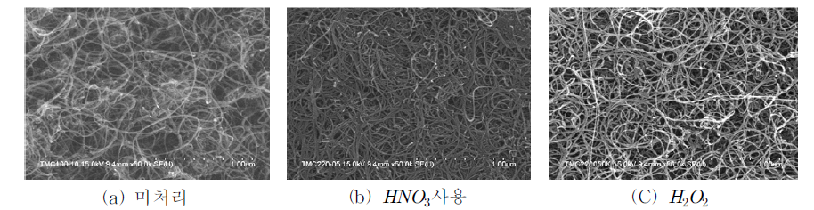 산화처리 방법에 따른 시료의 FE-SEM 측정사진