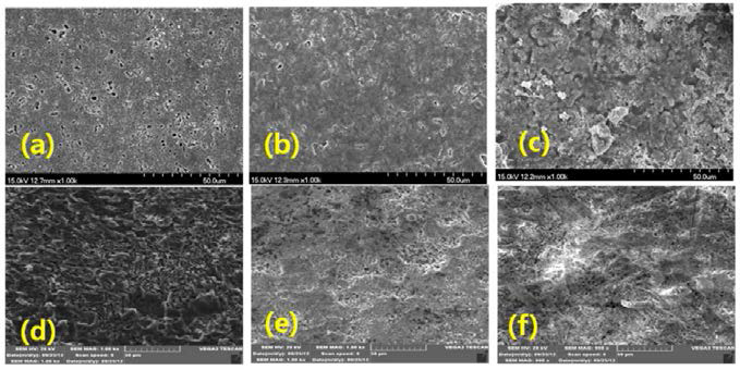 Li/Na carbonate 함량에 따른 NDC-carbonate composite의 표면 미세구조 image