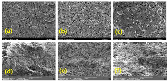 Li/Na carbonate 함량에 따른 NDC-carbonate composite의 단면 미세구조 image