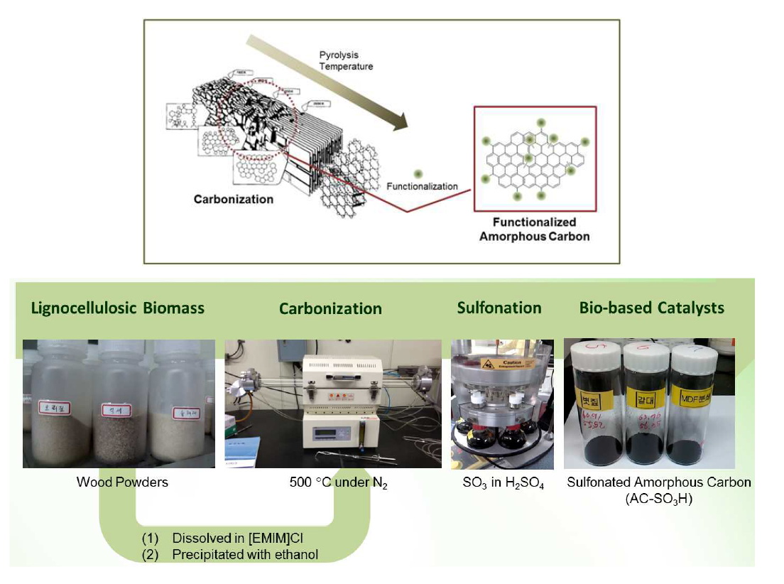 Procedure for preparation of biomass-derived acid catalyst (sulfonated amorphous carbon).
