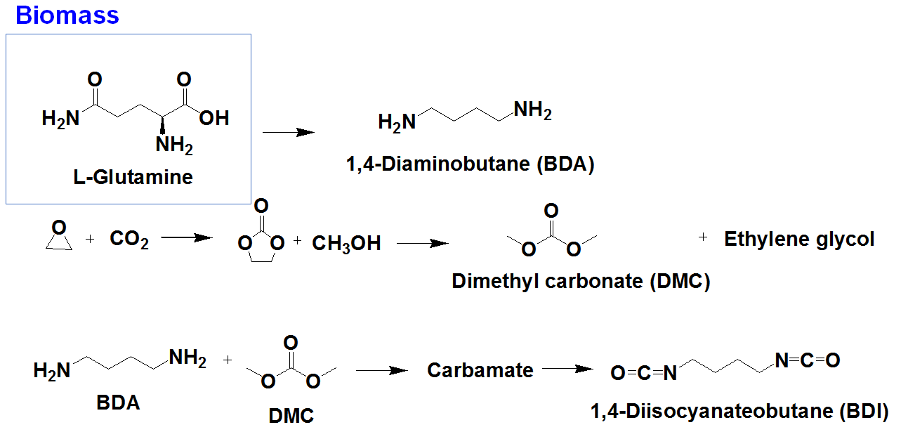 경희대의 CO2 및 바이오매스 유래 1,4-butane diisocyanate (Bio-based BDI) 제조 개요