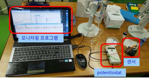 개발한 Potentiostat를 활용한 단일전극 전류 측정