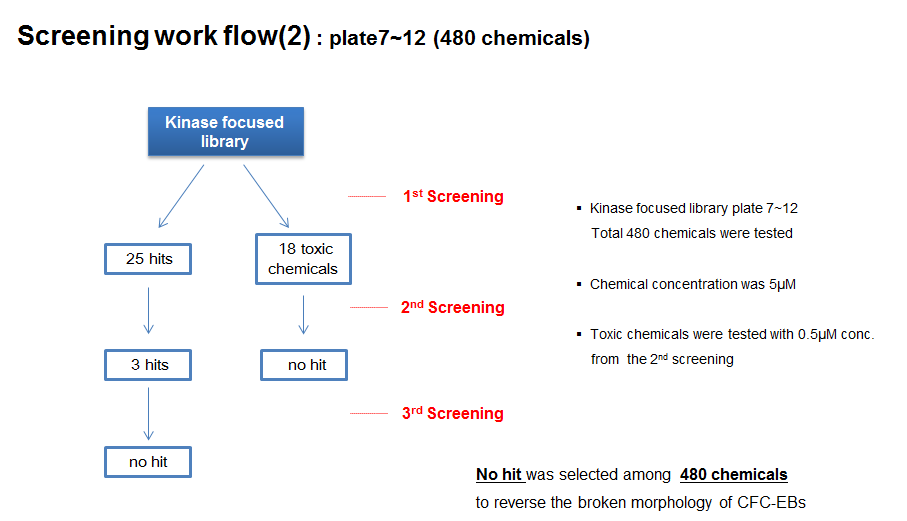 한국화합물은행에서 제공받은 인산화저해제 라이브러리 세트 2의 화합물 480종에 대한 스크리닝 개요