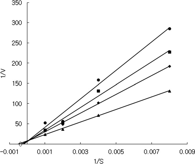 SerB653 저해제의 Lineweaver-Burk 그래프