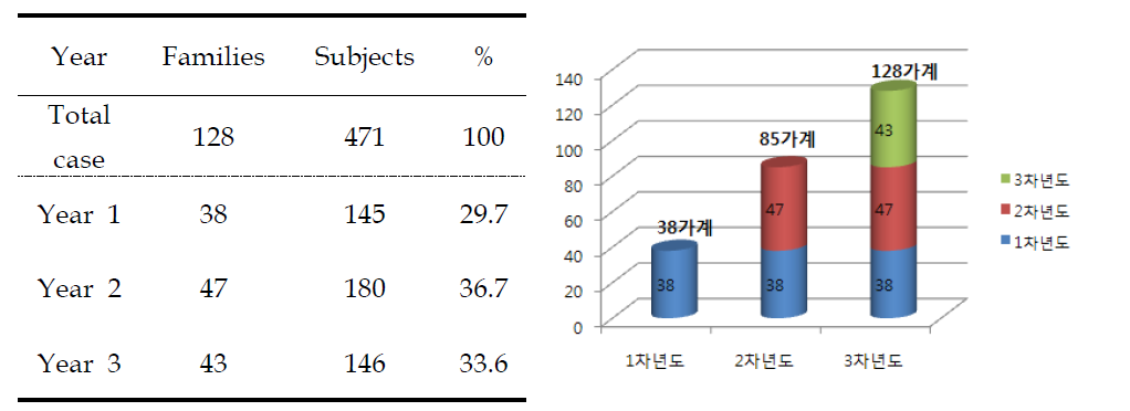 Small family current status on accumulated number of cases by the year