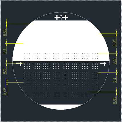 마이크로 구조체 제작을 위한 골드 마스크 제작용 CAD 설계 design type 1