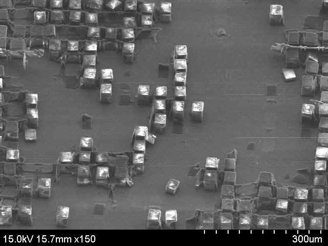 40 um 크기의 적층 구조의 큐빅 마이크로 구조체 제작 결과
