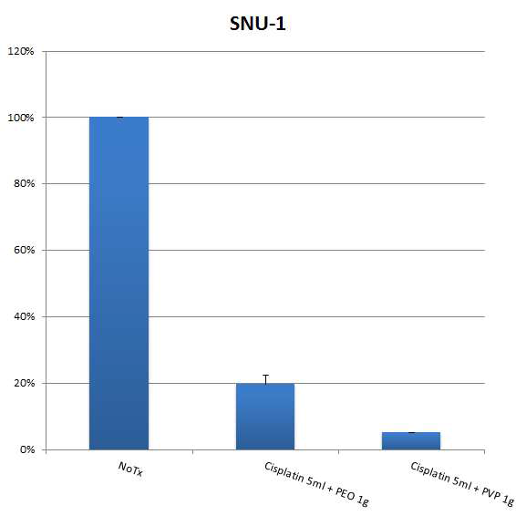 SNU-1 cell line에서 PEO 및 PVP polymer의 조건에 따른 세포독성도 조사 결과