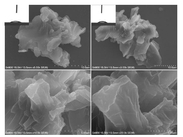 HR-SEM Images of CL powder dispersed in ethanol.