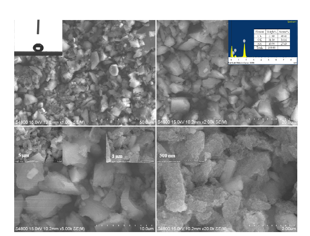 HR-SEM images of CLP dispersed in ethanol. (Inset) The corresponding EDAX spectrum and their chemical compositions.
